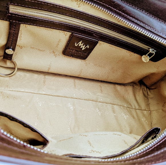 MONSAC ORIGINAL Brown Real Leather Satchel Shoulder Bag Purse, with dust bag. - Picture 4 of 15
